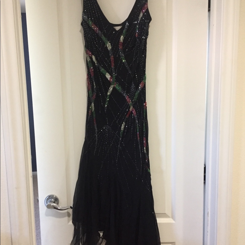 Colorful beaded black dress